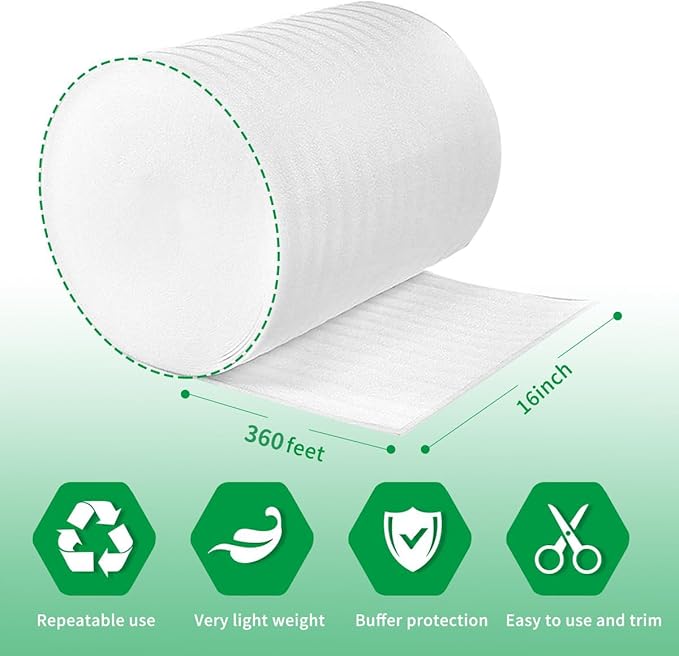 Moving Supplies, Foam Wrap Roll 16" Wide x 360' Length, - Image 2