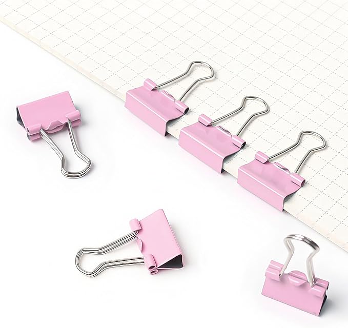 50 Pack Medium Pink Binder Clips 1 Inch, Colored Paper Clamps, Middle Size - Image 4