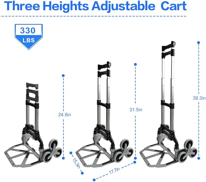 Heavy Duty 6-Wheel Stair Climbing Cart - 300lb Capacity Folding Hand Truck - Image 3