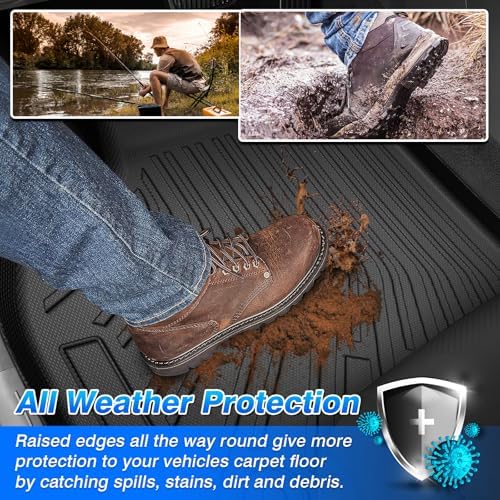 Telluride Floor Mats - Fit for Kia Telluride 2020-2025 (7&8 Seats)（Not for 2027）, All Weather Floor Mat & Cargo Liner w/Baclkrest for Telluride Accessories, Heavy Duty Waterproof - Image 4