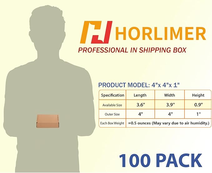 HORLIMER 4x4x1 inches Shipping Boxes Set of 100 - Image 2