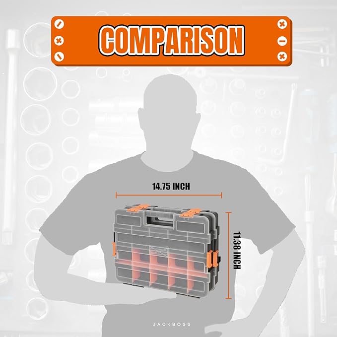 Tool Box with Transparent Lid, Single Side 17-Compartments Organizer Box with - Image 5