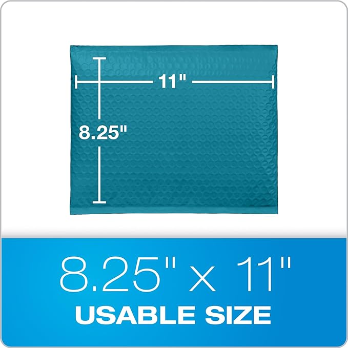 Quality Park Bubble Mailers, 8.25 x 11 Shipping Envelopes, Water Resistant Blue - Image 6