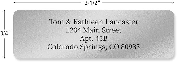 Personalized Return Address Labels, Roll of 500 Silver Foil Self-Adhesive - Image 2