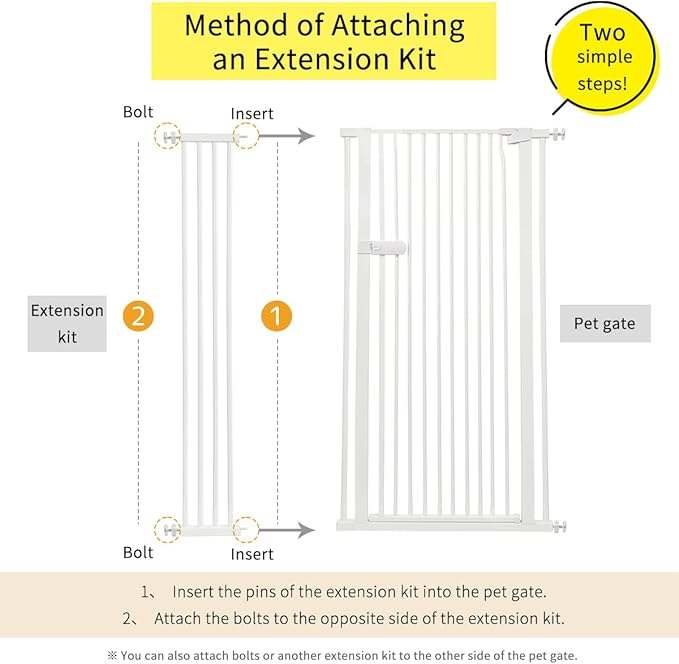 Lumizone Extra Tall Cat Gate Extension Kit 55.12" High Pressure Mounted 2025 - Image 2
