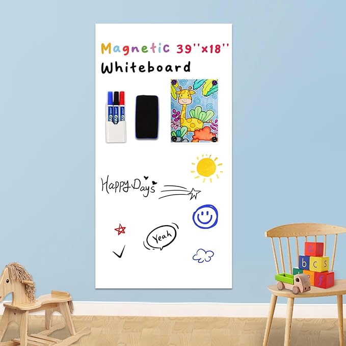 YOUNGJQ Magnetic Whiteboard Contact Paper 39" x 18" Adhesive Magnetic Dry Erase by YOUNGJQ