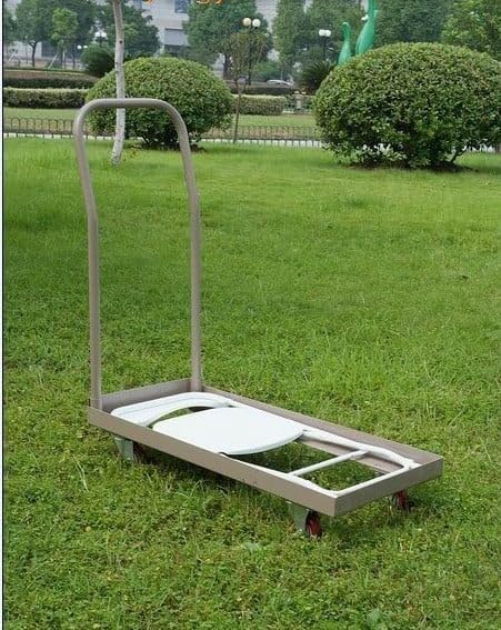 TentandTable Tan Folding Chair Cart Rolling Push Dolly, Commercial Grade Steel - Image 4