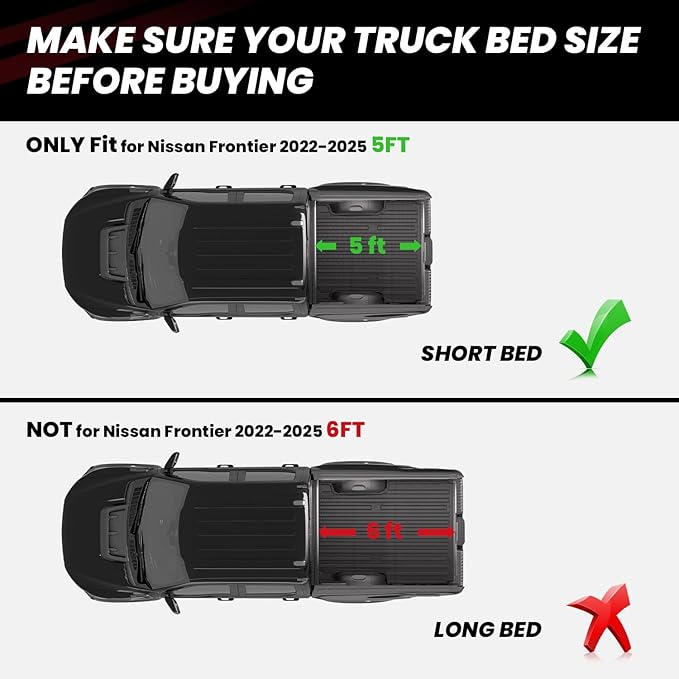 LASFIT Bed Mat for Nissan Frontier 2022-2026 5FT/59.5 inchs, All Weather TPE - Image 2