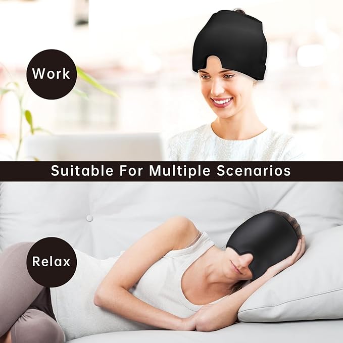 Migraine Relief Cap Headache Relief Cap Hat Head Ice Pack Wrap Migraine Cold - Image 5