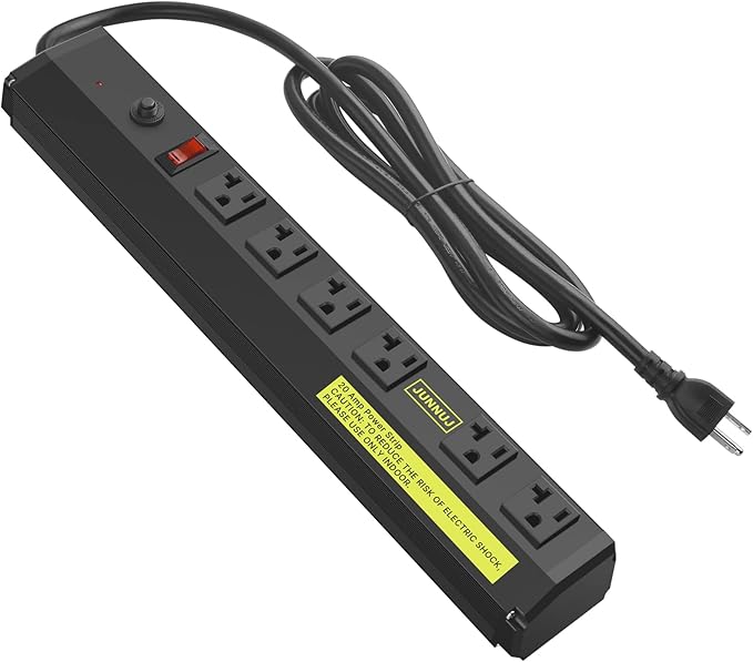 JUNNUJ Heavy Duty 20 Amp Power Strip 4800J, High Amp Surge Protector 6 Outlet by JUNNUJHome