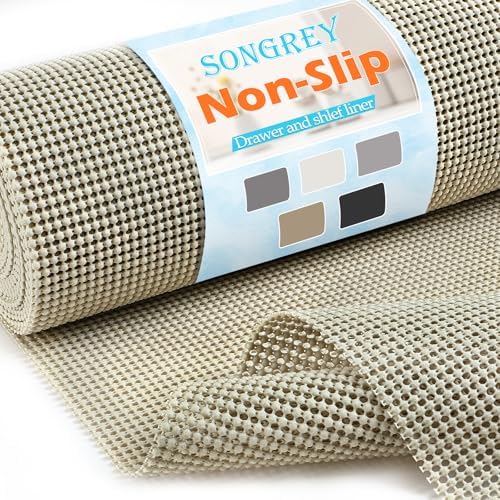 Songrey Non-Slip Shelf Cabinet and Drawer Liner, 20IN x 10FT, Beige by Unknown