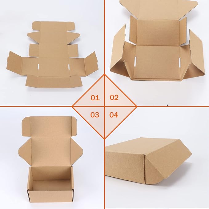 PHAREGE 6x4x3 inch Shipping Boxes Bulk 50 Pack Brown, Tab Lock Tuck Top Mailer - Image 7