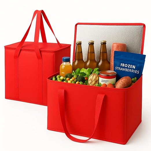 musbus 2-Pack XL-Large Insulated Grocery Shopping Bags, Heavy Duty, Zipped by Musbus