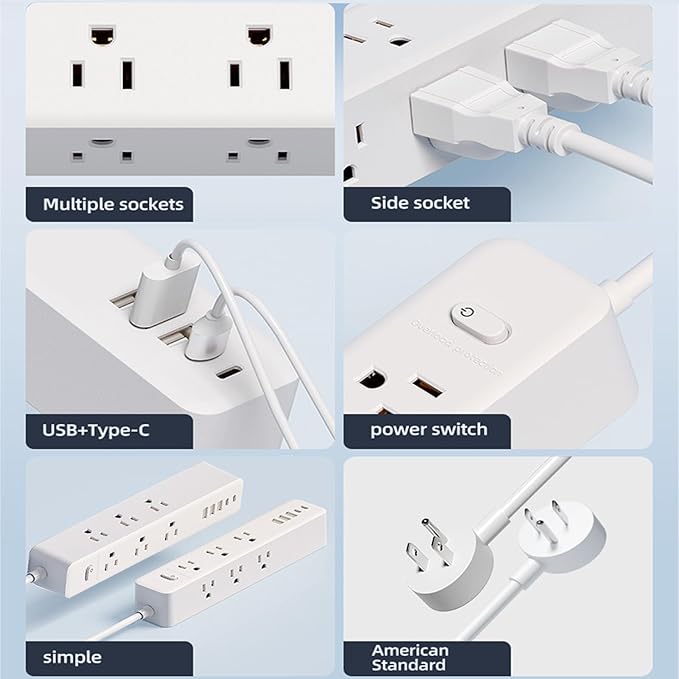 Surge Protector Power Strip, 9 Widely Spaced Outlets, 3 USB A & 2 USB C Ports - Image 4
