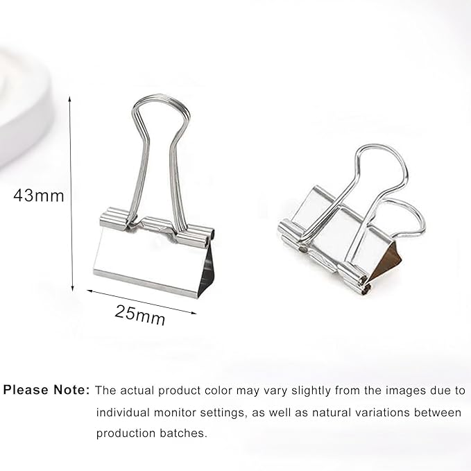 50 Pack Medium Silver Binder Clips 1 Inch, Colored Paper Clamps, Middle Size - Image 2