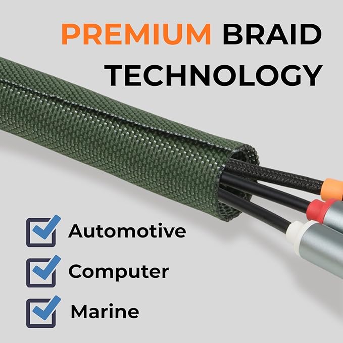 3/8 inch Split Braided Cable Management Sleeve - Image 2