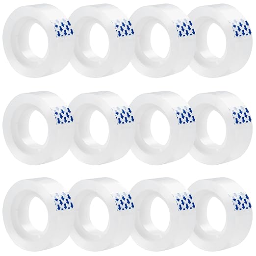 12 Rolls Clear Tape, Transparent Tape Refills by BUOFPK