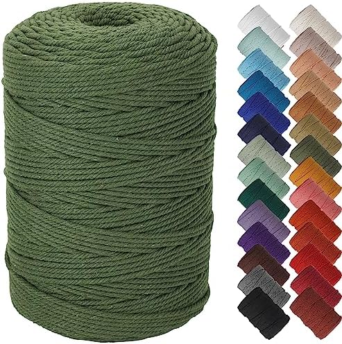 NOANTA Olive Green Macrame Cord 3mm x 328yards, Cotton Rope Macrame Yarn by NOANTA