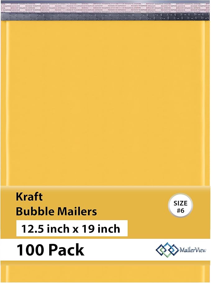 Kraft 12.5x19.5 Large Bubble Mailers #6 | Self Seal Padded Envelopes | Air by MAILERVIEW