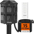 Tiffcofio Outdoor Remote Control Power Strip, 15FT Extension Cord Waterproof by TiFFCOFiO
