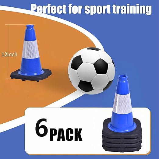 BESEA 6Pack 12 Inch Blue Traffic Cones - Image 3