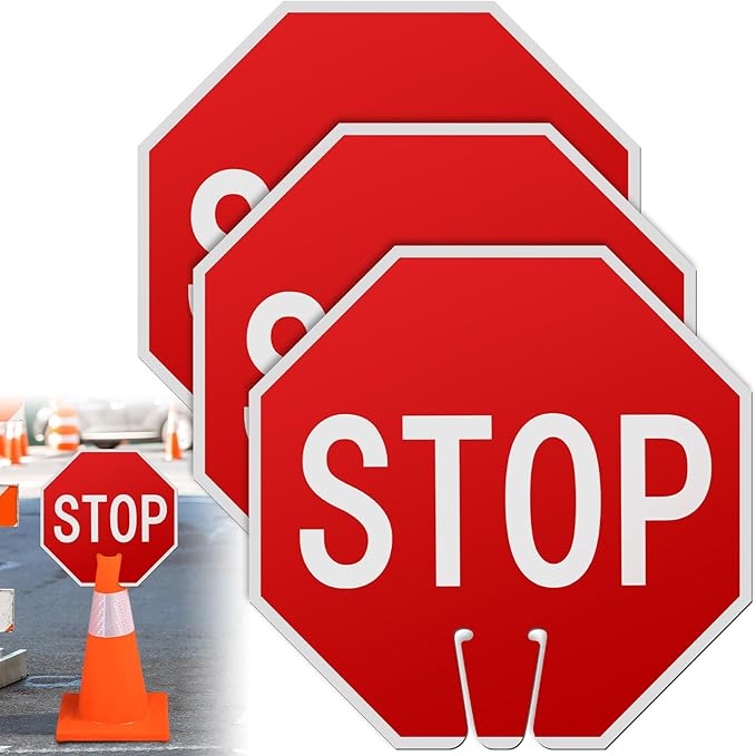Geetery 3 Pcs Stop Signs Traffic Signs 12 x 12 Inches, Street Road Traffic Cone by Geetery