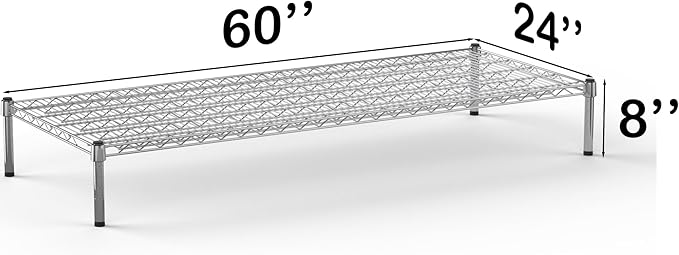 24''W x 60''L x 8''H Chrome Plated Wire Dunnage Rack | Off The Floor Storage - Image 3