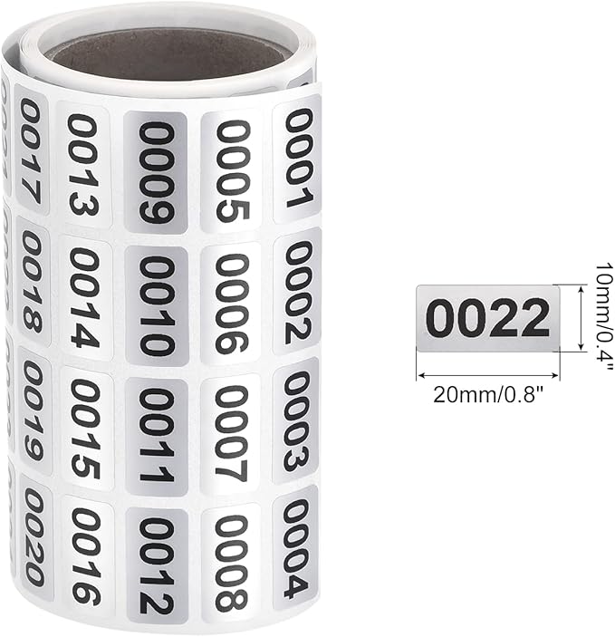 MECCANIXITY 1 to 1000 Consecutive Number Stickers Inventory Label Black Numbers - Image 2