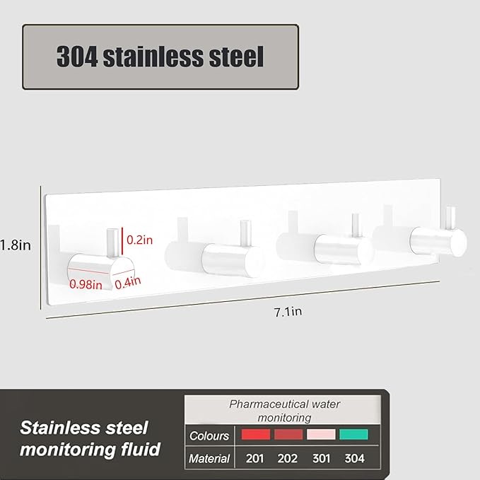 Kingdong Key Holder for Wall 304 Stainless Key Hooks Adhesive Key Holder Wall - Image 2