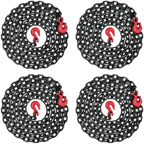 4PK - Falcon Cargo 1/2" X 25' Grade 80 Transport Binder Chain - 12,000 LBS WLL - Clevis Grab Hook, Tie-Down, Towing by Falcon+Cargo