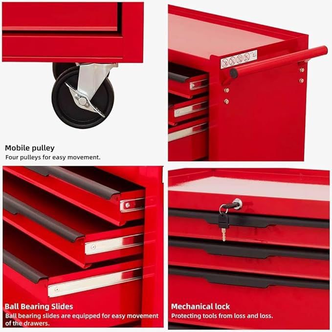 7-Drawer Rolling Tool Chest Cabinet, Heavy-Duty Metal Tool Box - Image 7