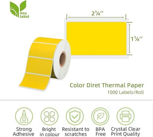 2.25" x 1.25" Yellow Direct Thermal Labels, Replacement - Image 2