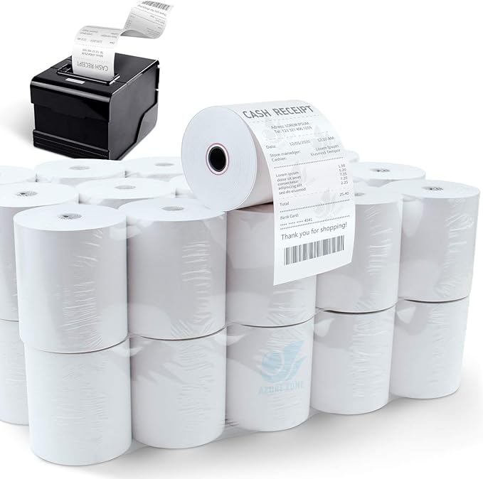 3-1/8 X 230 ft Thermal Credit Card Paper, 80mm Receipt Printer Square POS - Image 8