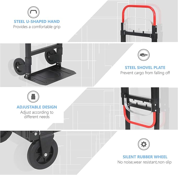 3 in 1 Convertible Hand Truck, Folding Hand Dolly Cart - Image 4