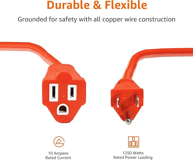 Amazon Basics 100 foot 3-Prong Vinyl Indoor/Outdoor Extension Cord - Image 3