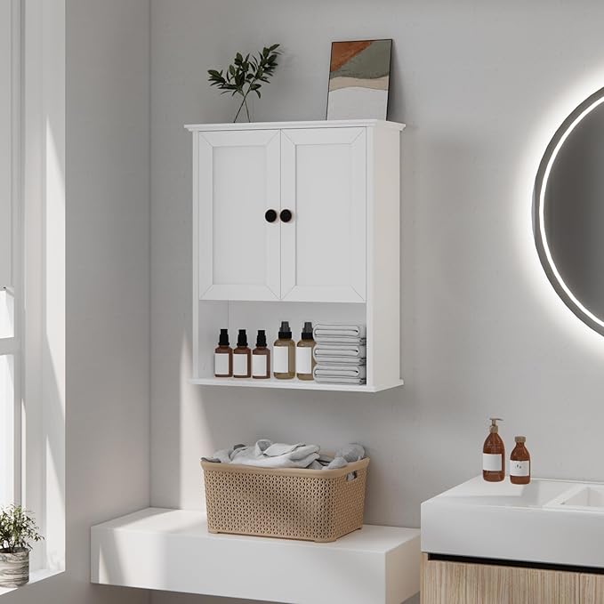 White Medicine Cabinet, 24x30 Inch Bathroom Cabinet Storage - Image 8