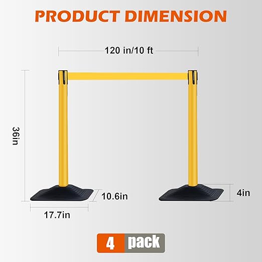 4 Pack Yellow Crowd Control Stanchion Set - Image 2