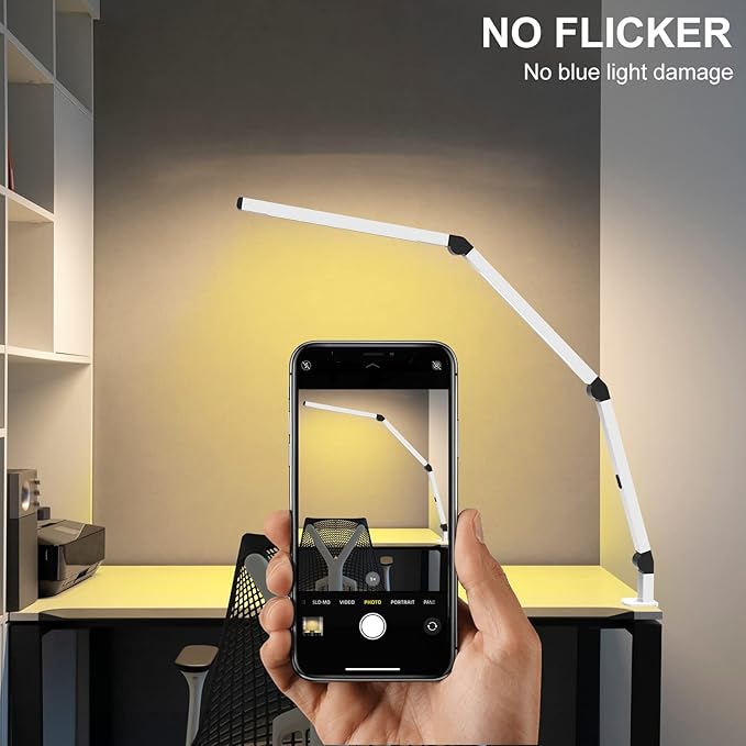 Micomlan LED Desk Lamp with Clamp, Dual Light Table Lamp with Adjustable Swing - Image 2