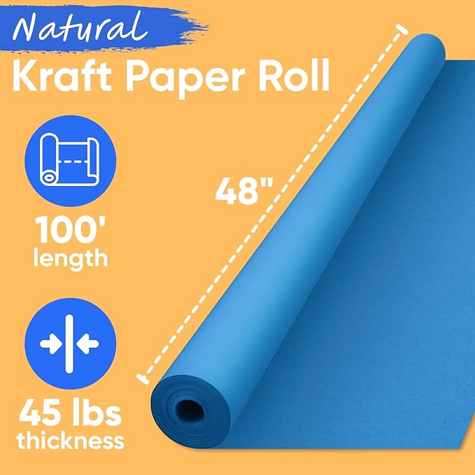 USA Made 48" x 1200" Dark Blue Kraft Paper Roll, 45 lbs Thickness, Kraft Paper - Image 2