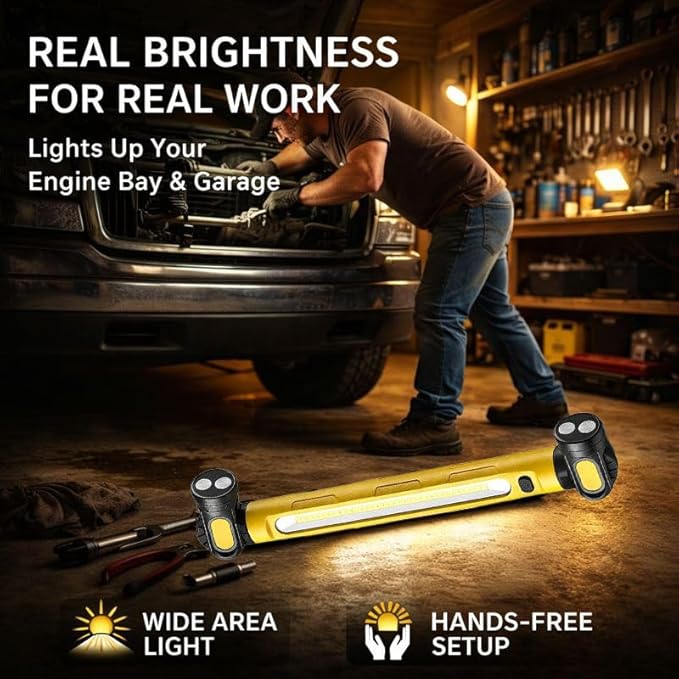 2026 Under Hood Work Light Bar, 3000 Lumen LED Magnetic Rechargeable Work Light - Image 4