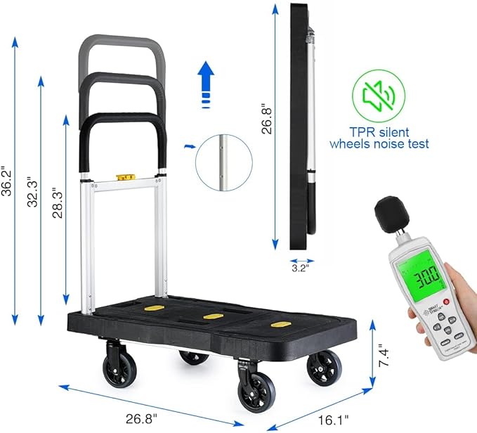 Upgrade Heavy Duty Folding Dolly Cart - Image 4