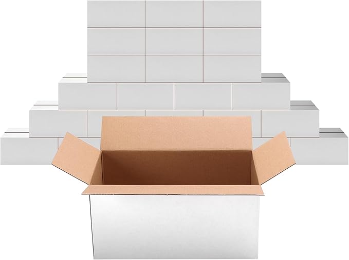 PETAFLOP 10x5x5 Shipping Boxes Set of 25, Small White Cardboard Mailer Box by PETAFLOP