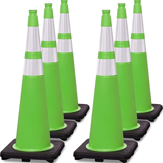6 Pack 36" Large-Sized PVC Traffic Cones by OranLite