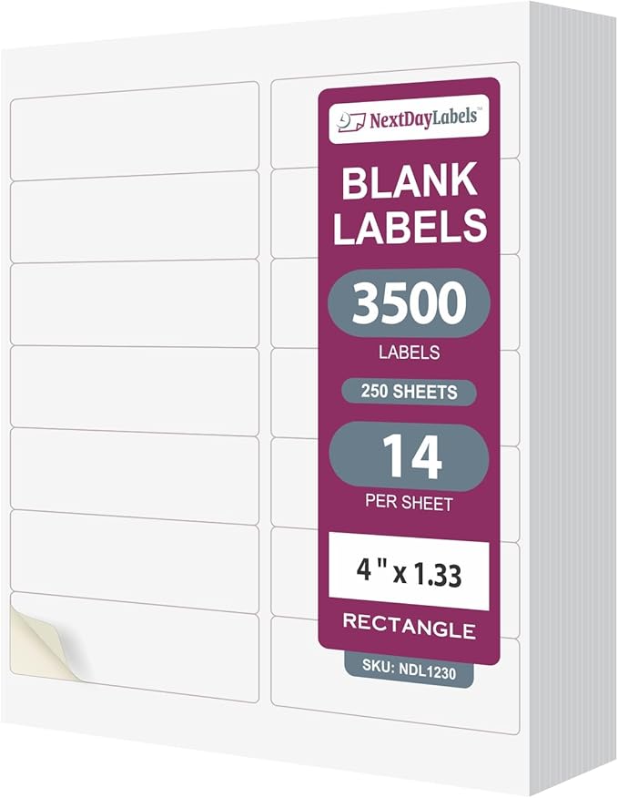 NextDayLabels – 4" x 1-1/3" Rectangular Sticker Labels by NextDayLabels