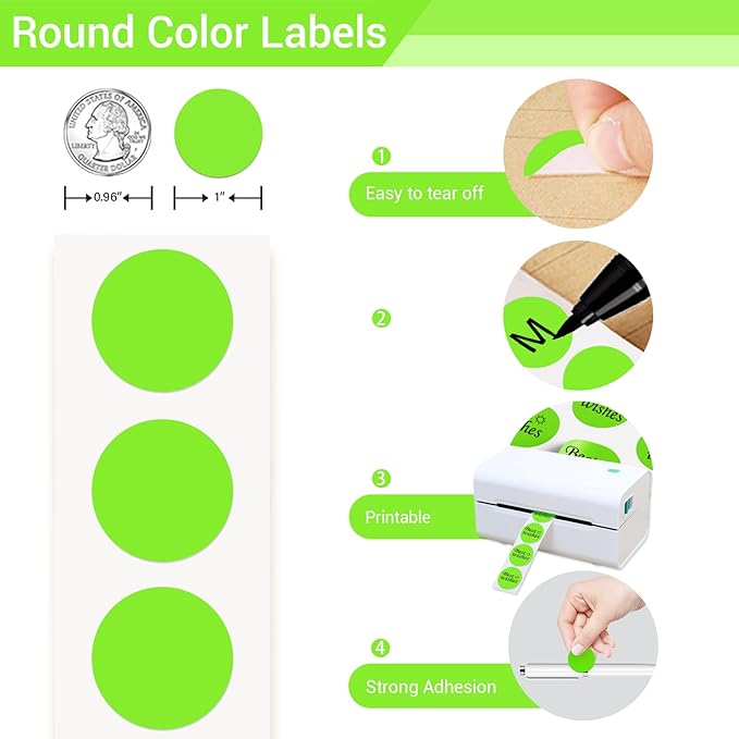 1 Inch Circle Dot Stickers 6000PCS Color Coding Thermal Labels Dots Writable - Image 3