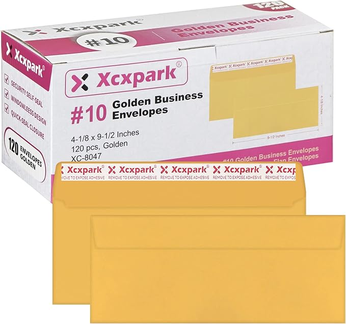120 PCS #10 Golden Self Seal Kraft 4-1/8 x 9-1/2 inches Security Envelopes by Xxcxpark