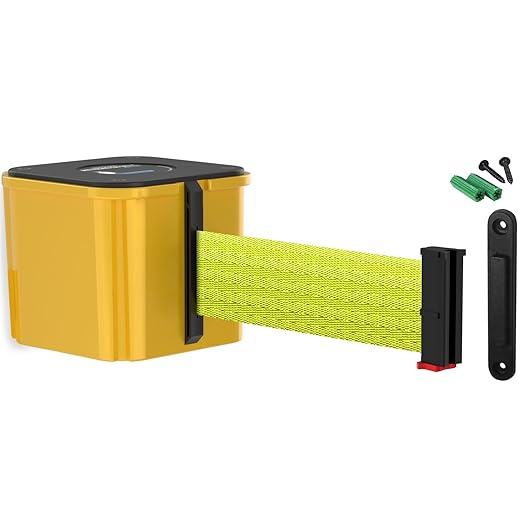 WM412 Retractable Belt Wall Mounted Yellow Crowd Control Barrier and Receiving by Visiontron