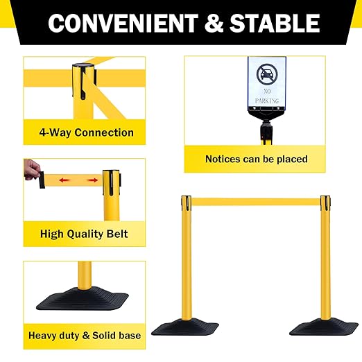 10 ft Crowd Control Stanchion Set, Crowd Control Barrier, Stanchions - Image 4