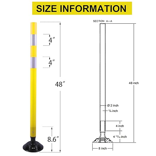 OrangeStar 8 Pack Delineator Post 48" Yellow Traffic Delineator Cones - Image 7