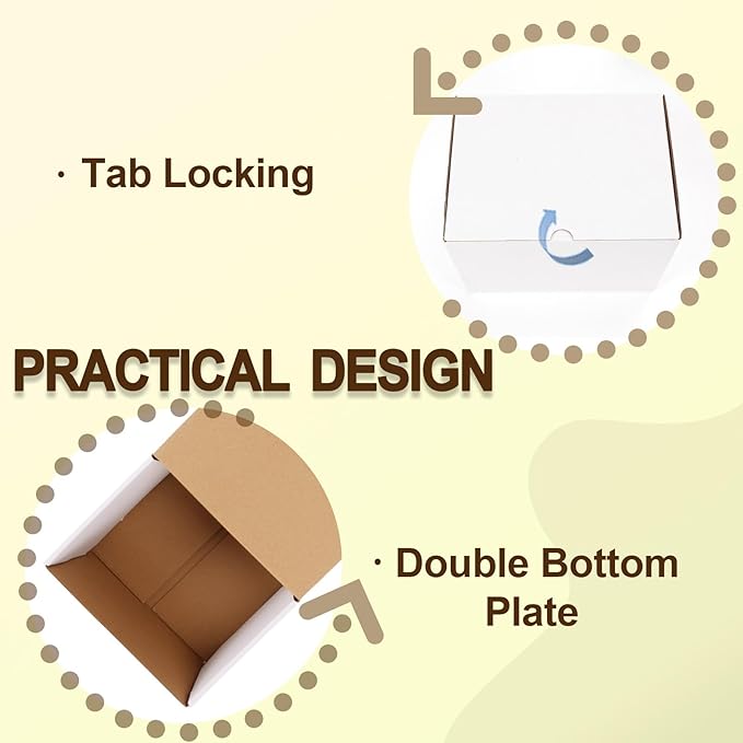 WIFTREY 8x6x6 inches Shipping Boxes set of 20 White Corrugated Cardboard Box - Image 5